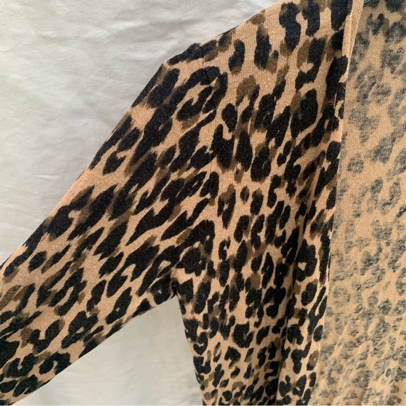 Halogen Linen Blend Leopard Print Cardigan Mobwife Animal Print Size Large - Picture 3 of 7
